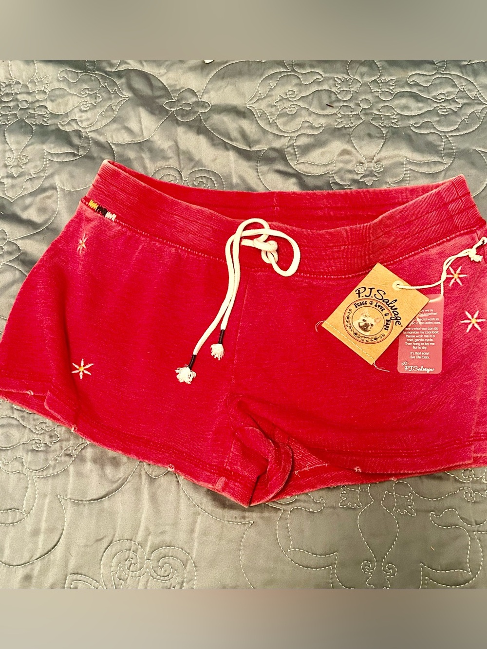 P.J. Salvage Red embroidered Lounge Shorts
